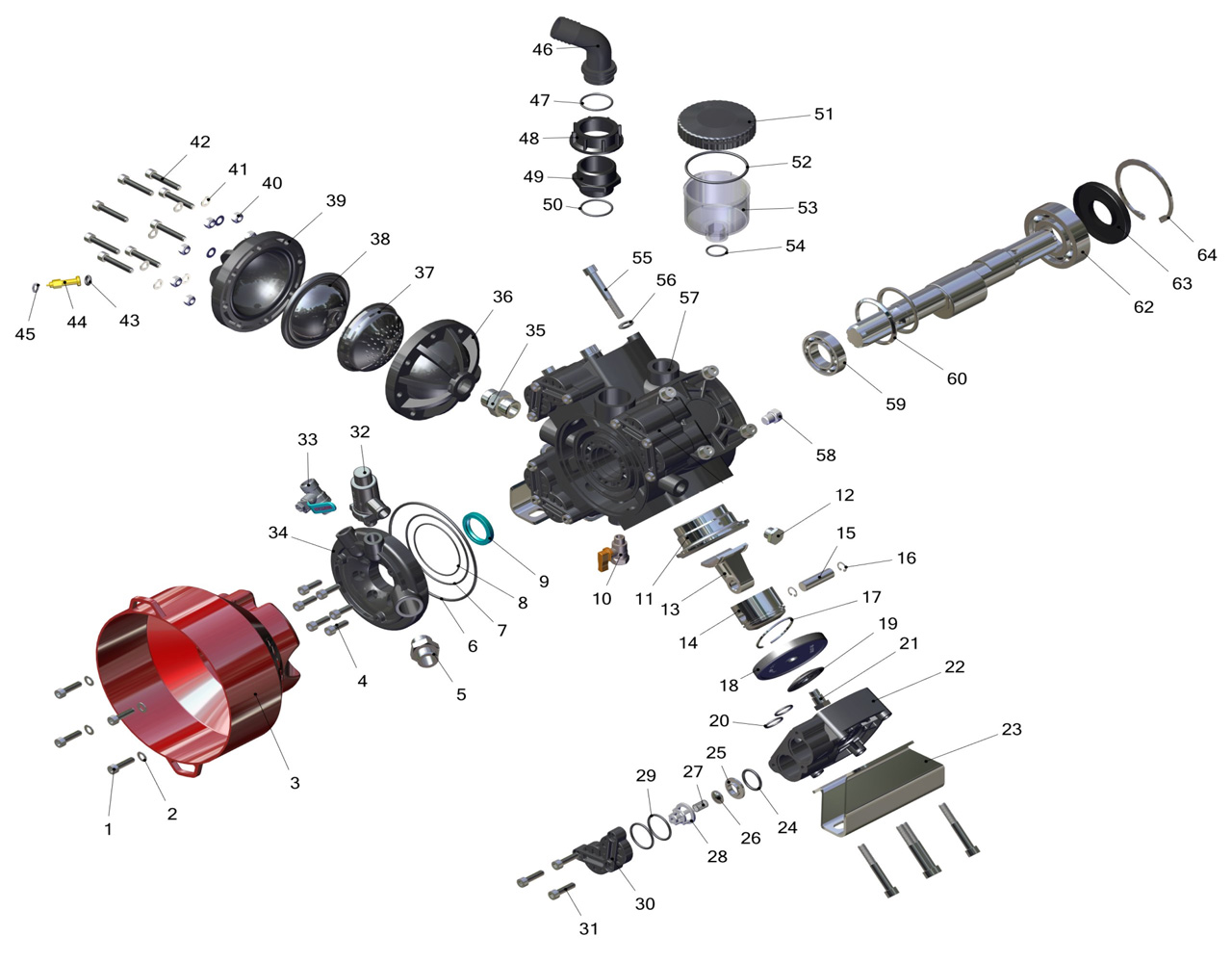 MTS-496 Z Çift Frezeli Pompa Bileşen Resmi