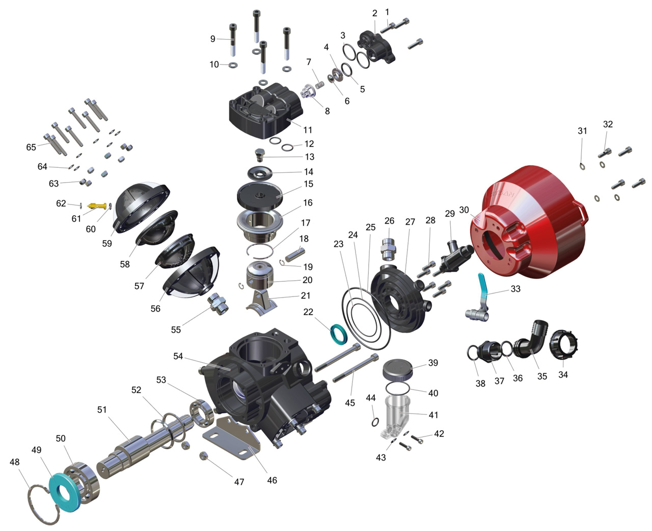 MTS-371 S - 3 Membranlı Pompa Bileşen Resmi