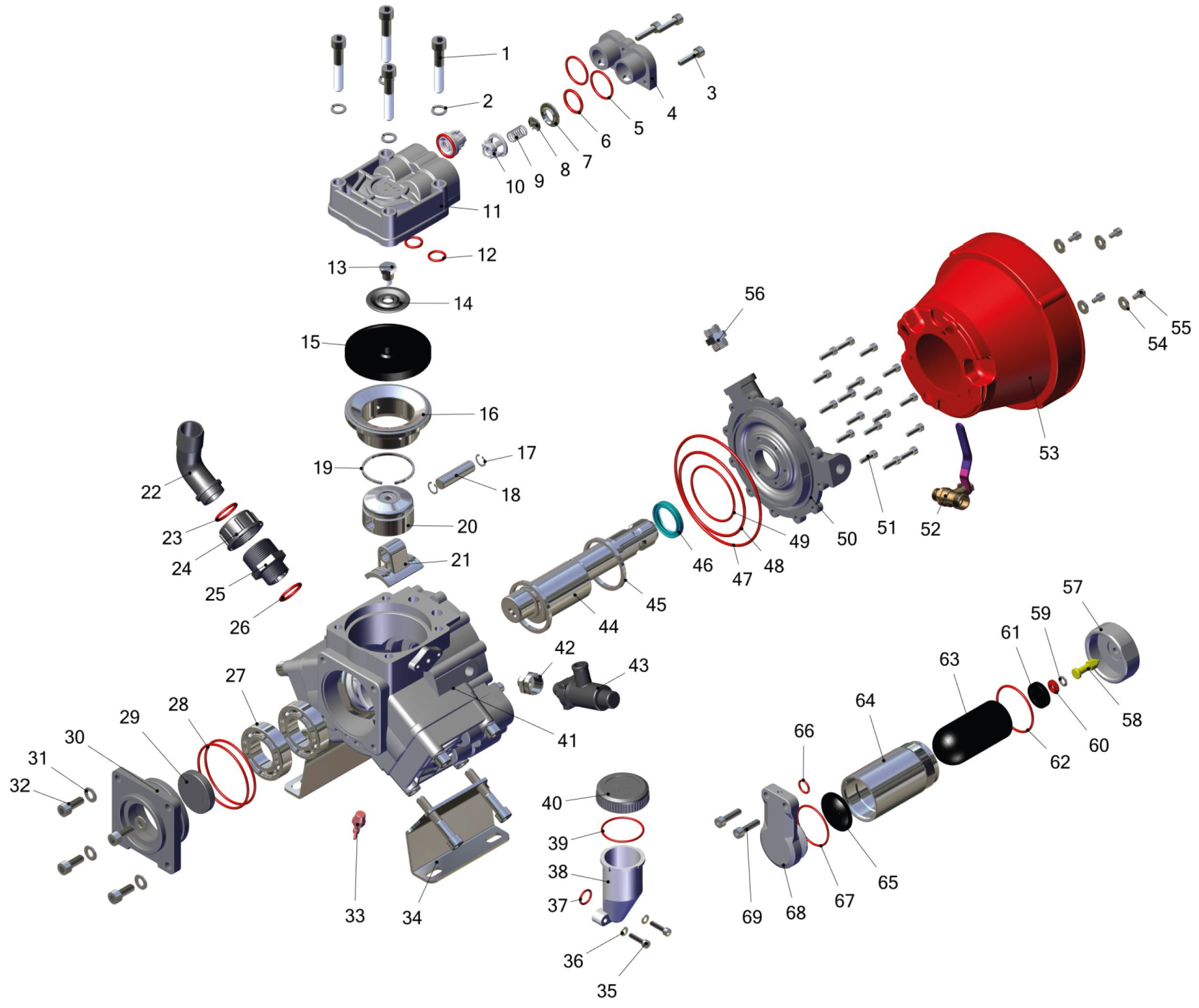 MTS-371 T - 3 Membranlı Tüplü Pompa Bileşen Resmi