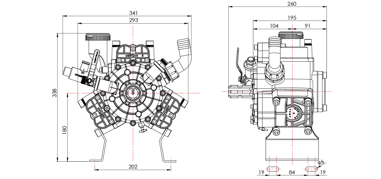 MTS-371 A - 3 Membranlı Tüpsüz Pompa Teknik Resim