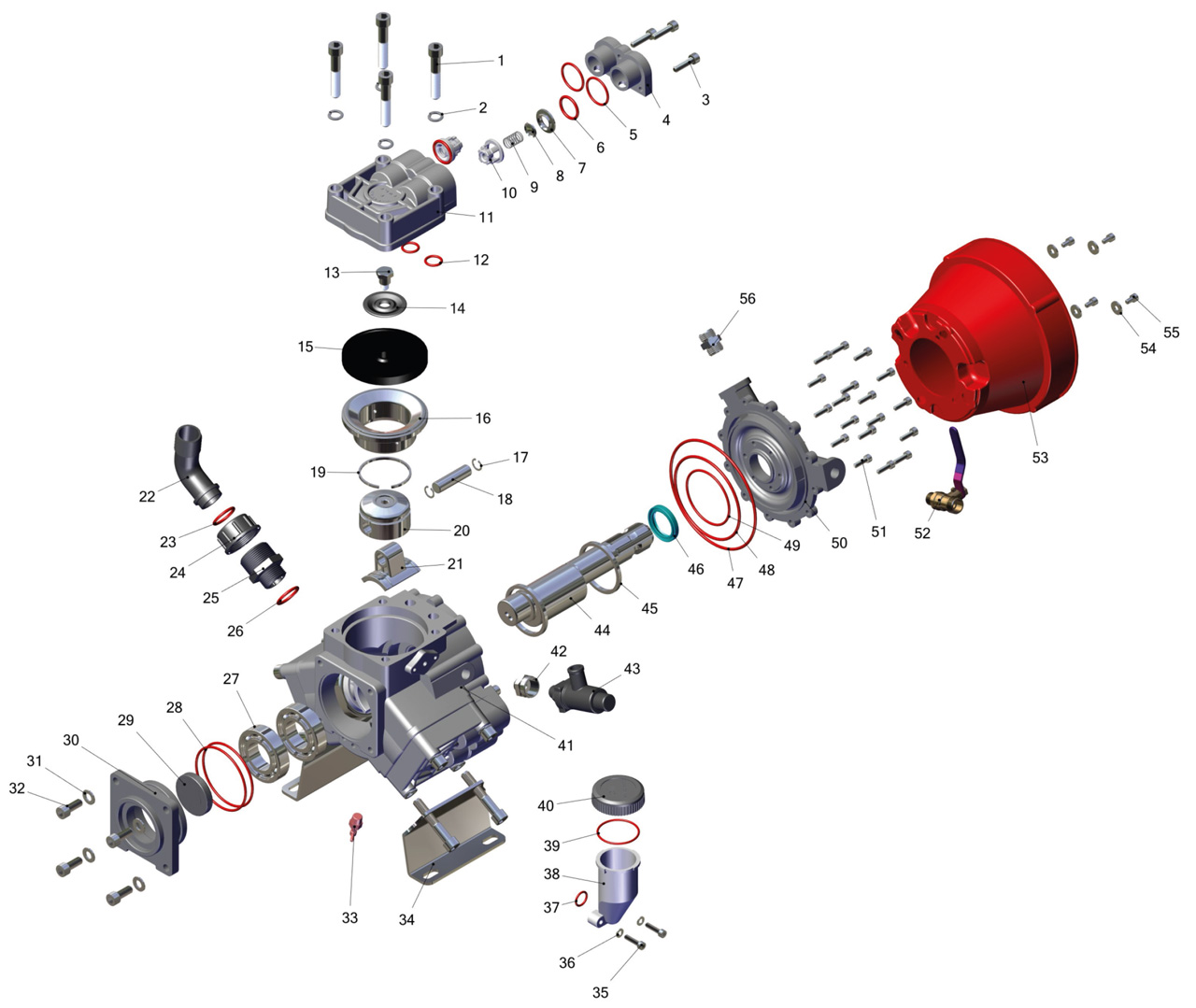 MTS-371 A - 3 Membranlı Tüpsüz Pompa Bileşen Resmi
