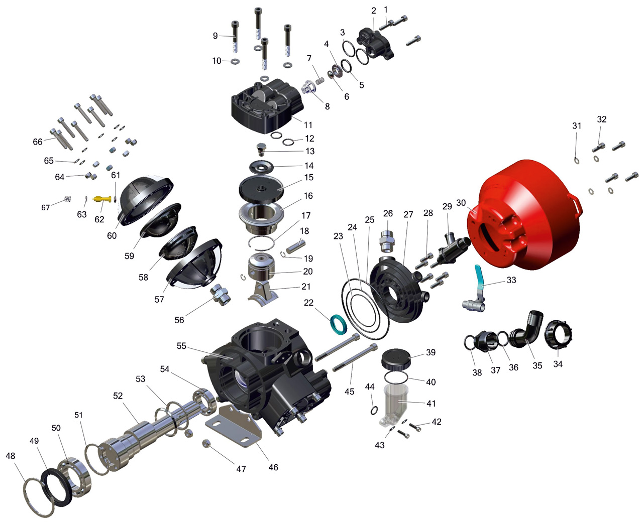MTS-371 P - 3 Membranlı Pompa Bileşen Resmi