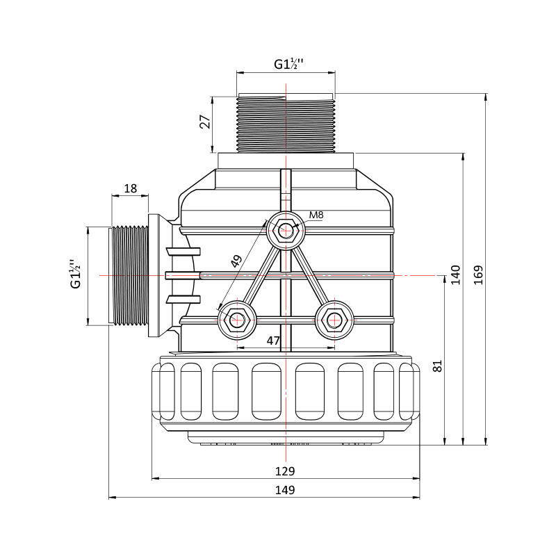 120 Lt Düz Filtre Teknik Resim