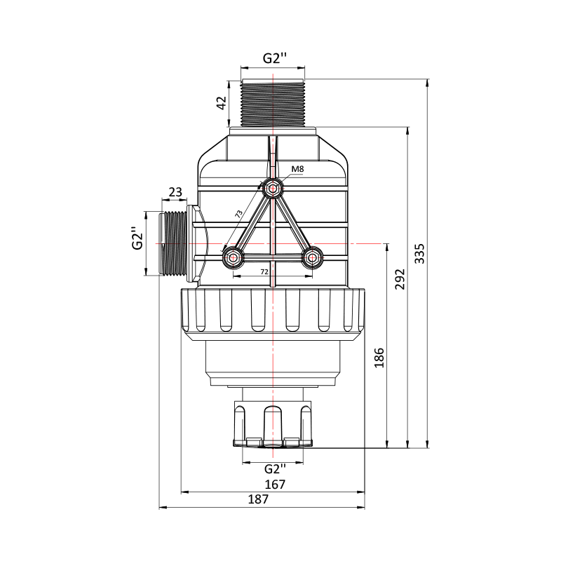 220 Lt Çek Valfli Filtre Teknik Resim