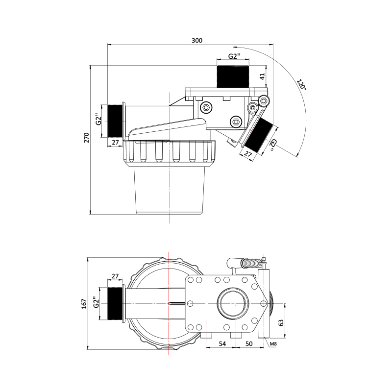 220 Lt 3 Yollu Filtre Teknik Resim