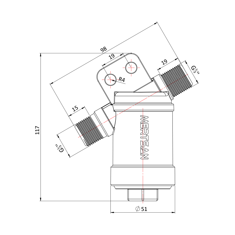 Pirinç Basınç Filtresi Teknik Resim