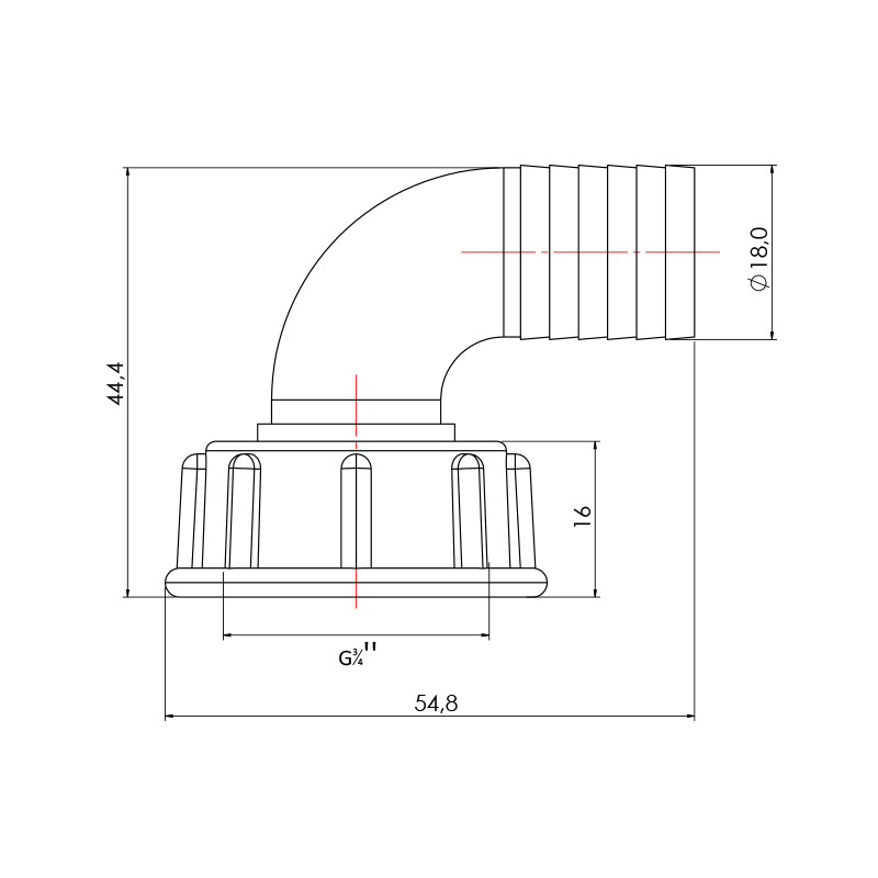 Somunlu Regülatör Geri Dönüş Dirseği (G¾