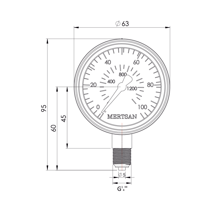 Gliserin Dolgulu Basınç Saati (ø 63 MM G¼