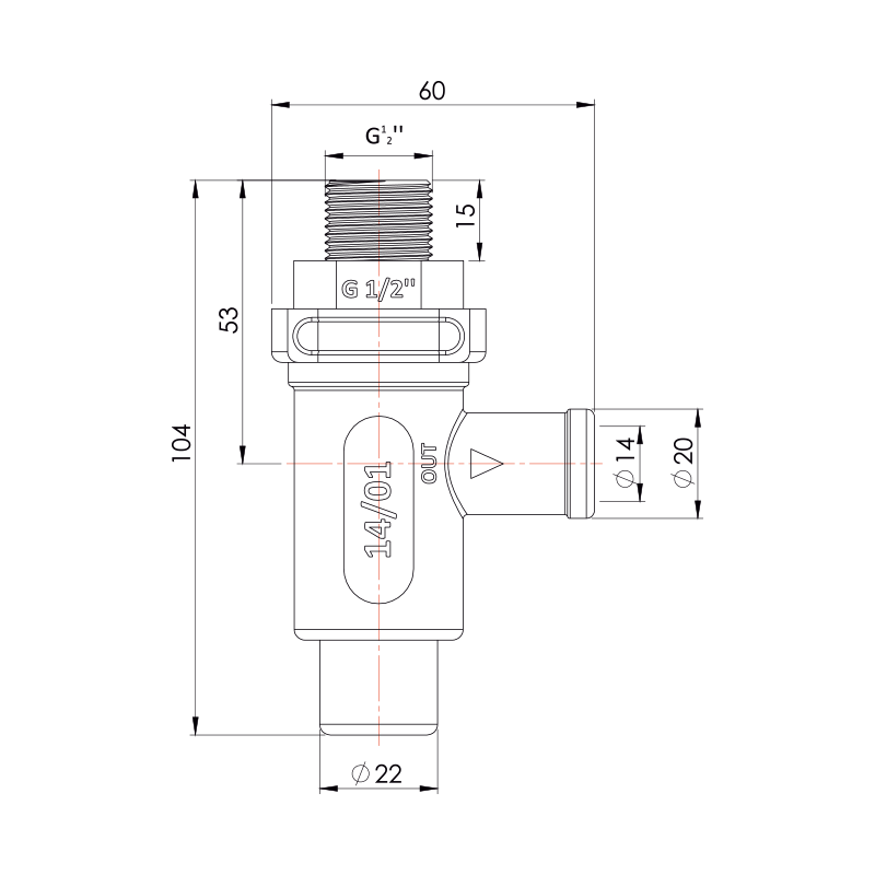 Basınç Emniyet Valfi (G ½) Teknik Resim