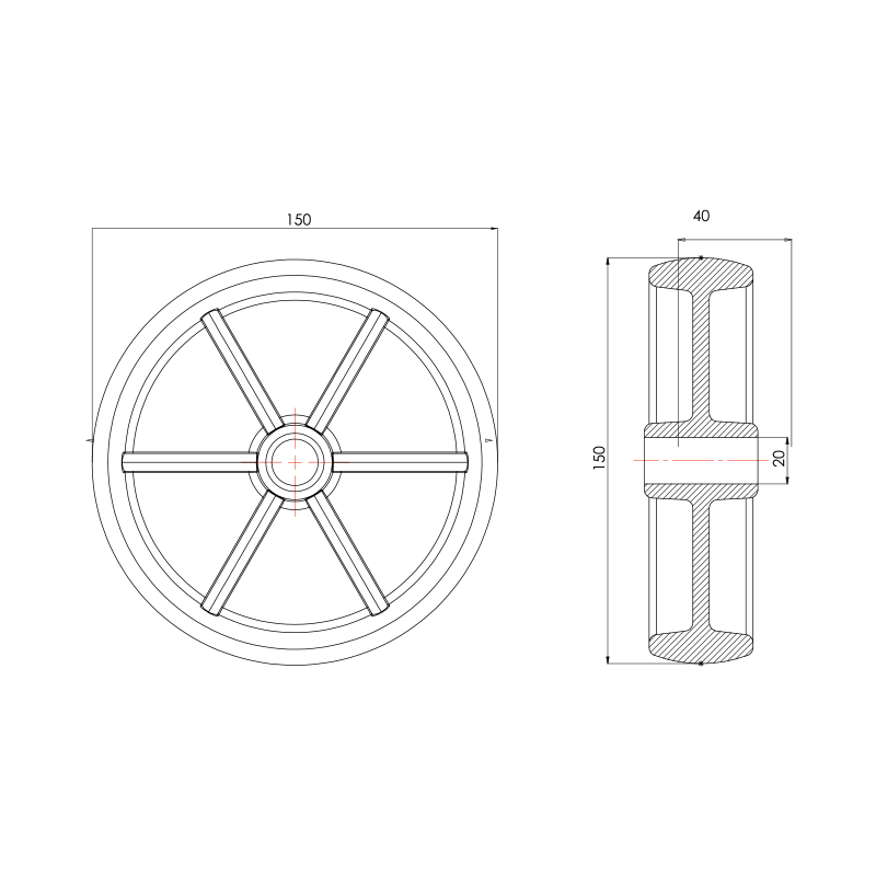 Teker (ø 150) Teknik Resim